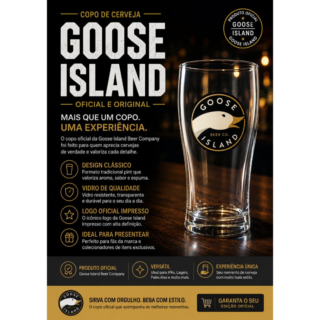 Copo Goose Island Oficial 473ml em Vidro Original para Cerveja