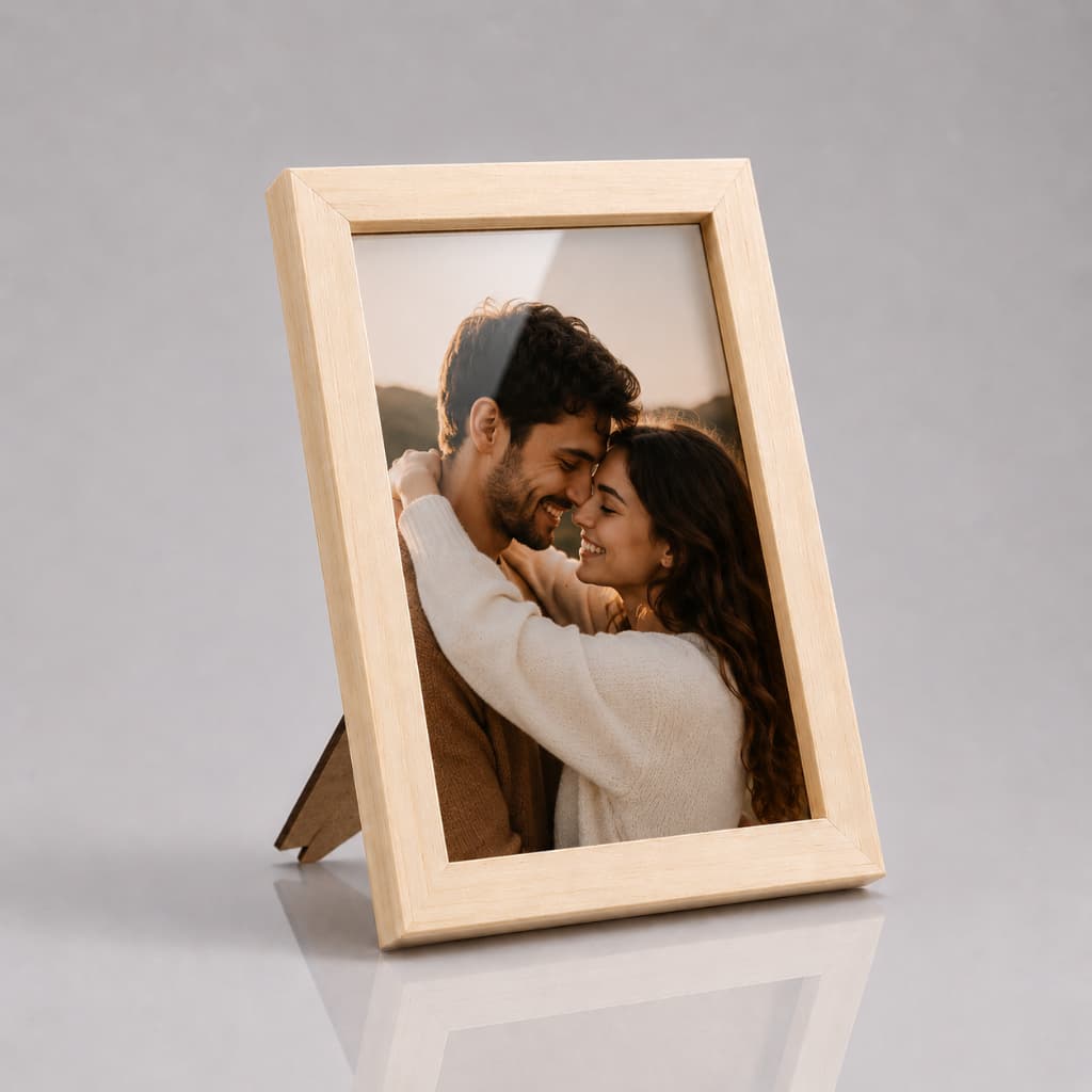 Porta Retrato 10x15 Para Foto Madeira Com Vidro Moldura Decorativa Casamento Família Mesa Luxo