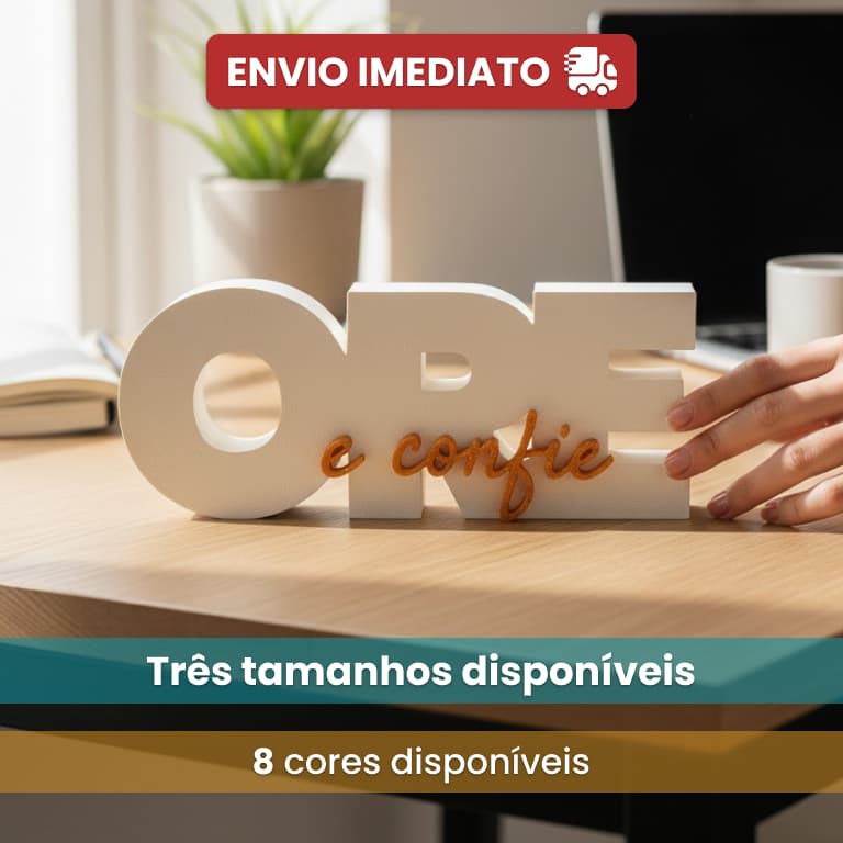 Letreiro Cristão Ore e Confie Placa Decorativa Resistente Decoração Ideal Sala Escritório Quarto