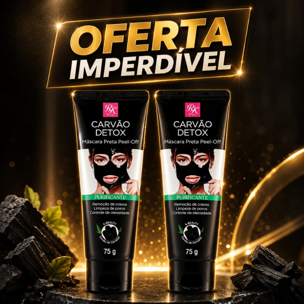 Máscara Facial Ruby Kisses RK Carvão Detox Peel-Off 75g | Limpeza Profunda e Controle da Oleosidade