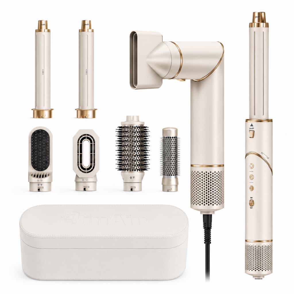 Escova Secadora 7 em 1 220V Multifuncional Modelador de Cachos Alisador de Cabelo Escova de Ar Quente Profissional