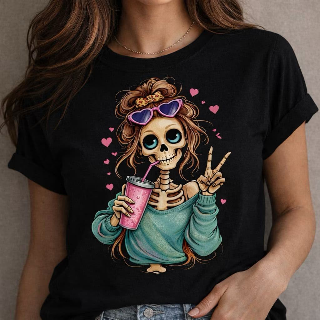 Camiseta Feminina Caveira Estilosa Varios Modelo Algodão Premium