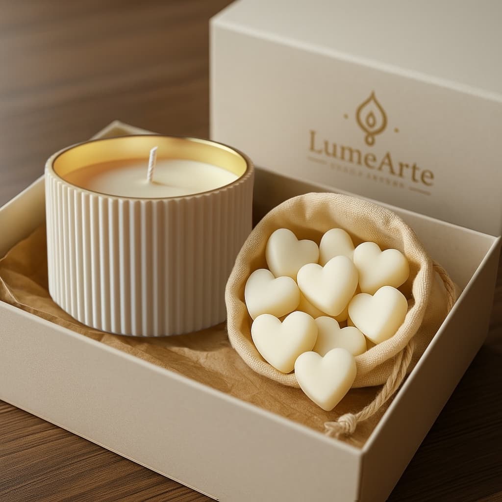 Kit Presente Dia das Mães com Vela Aromática e Mini Corações – Feito à Mão com Amor