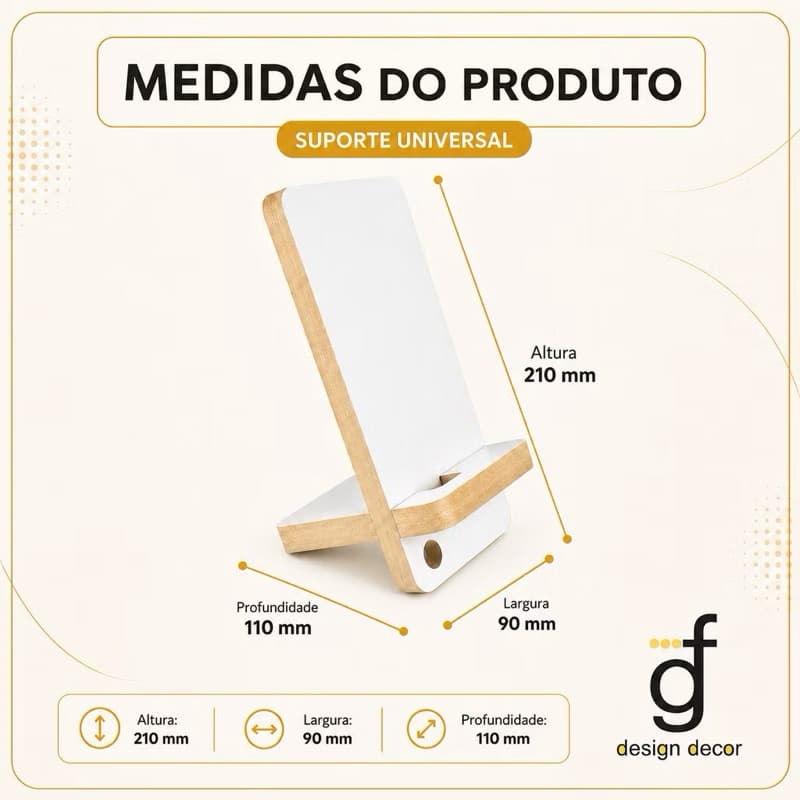 01 Suporte de Mesa Celular ATACADO Tablet Kindle MDF 15mm Universal Carregador