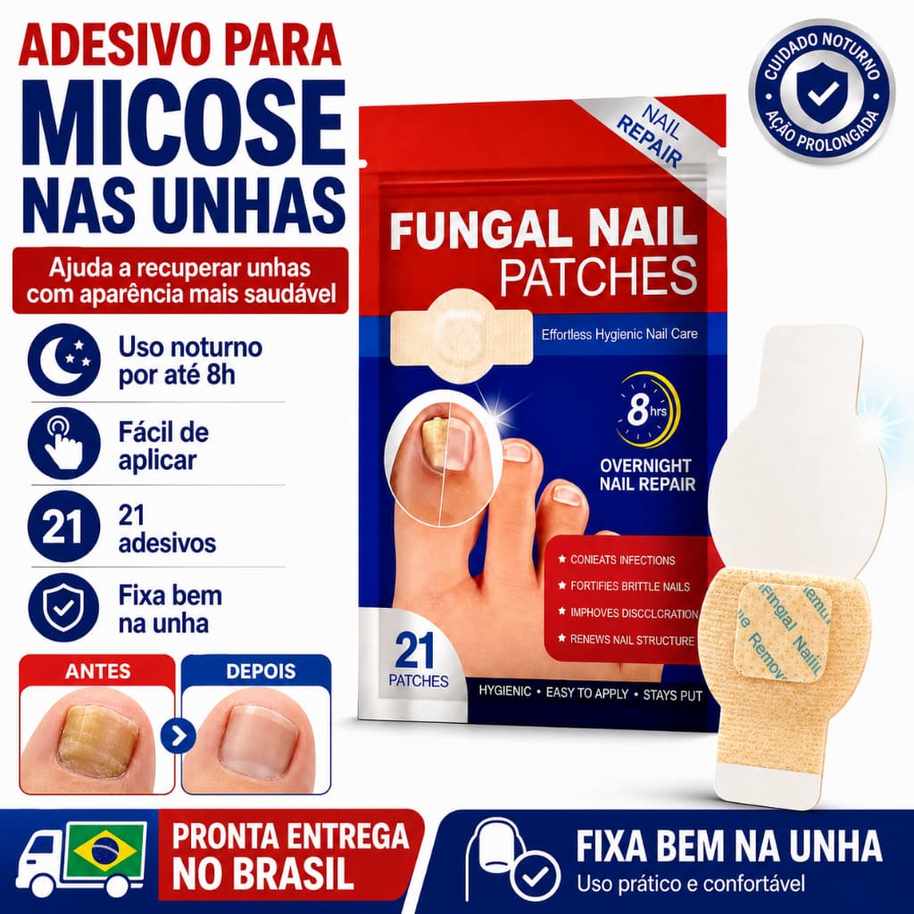 Adesivo Antifúngico para Unha – Combate Micose, Unhas Danificadas, Seguro e Eficaz, 21 Placas
