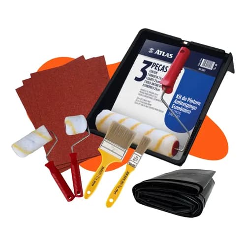 Kit Pintura Parede Rolo Sem Respingo Pincel 13 Peças Brinde Atlas