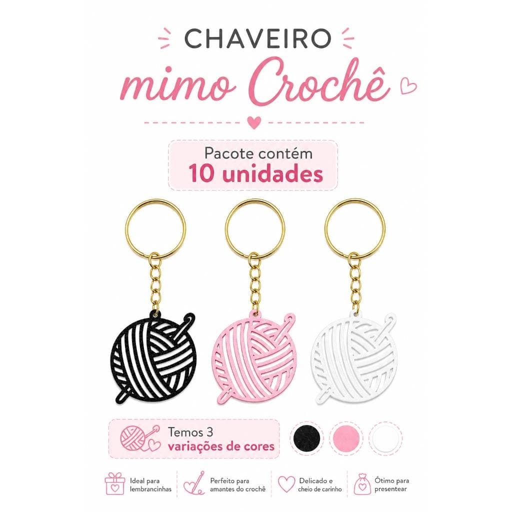 Kit Com 10 Chaveiro - Mimo  Crochê -  Pronta Entrega - Brindes