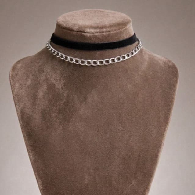 Choker Duo Camurça + Corrente