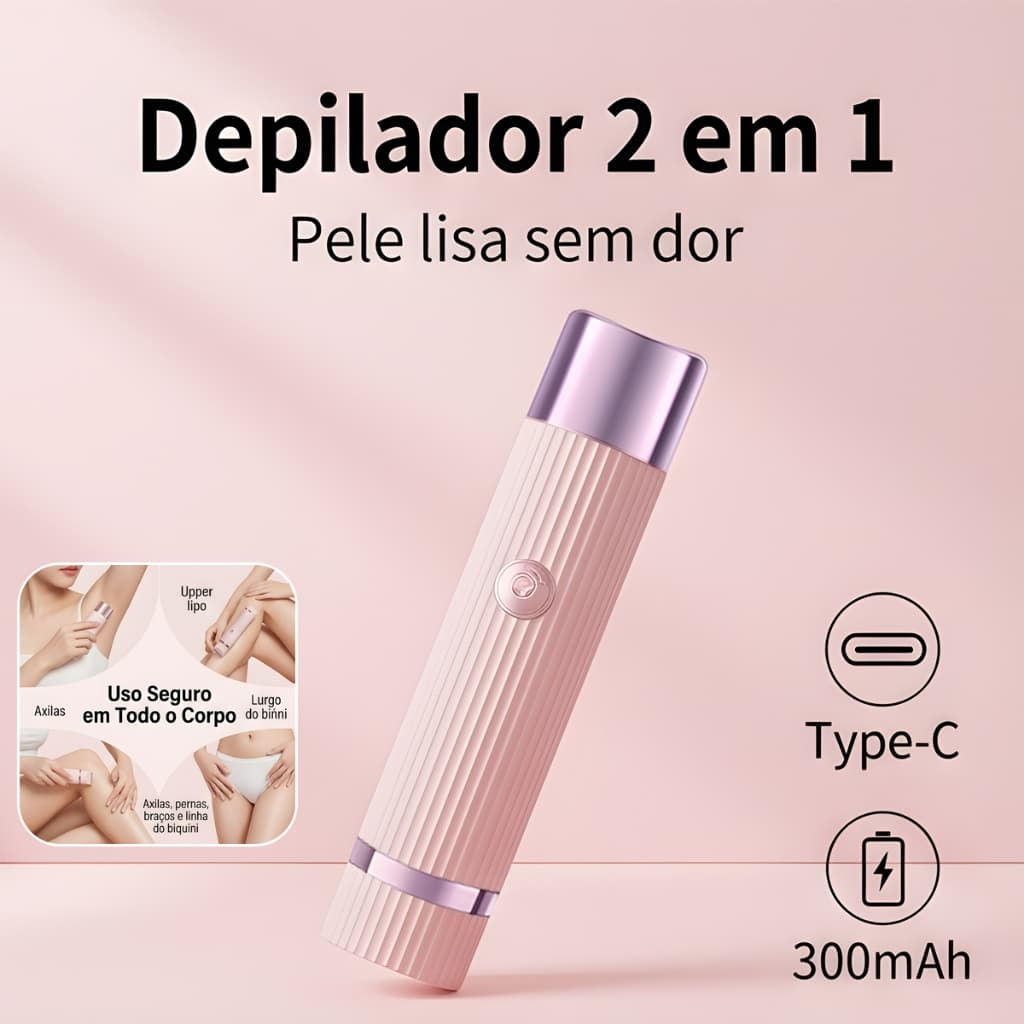 Depilador Elétrico Feminino Recarregável - Portátil, Indolor e Versátil