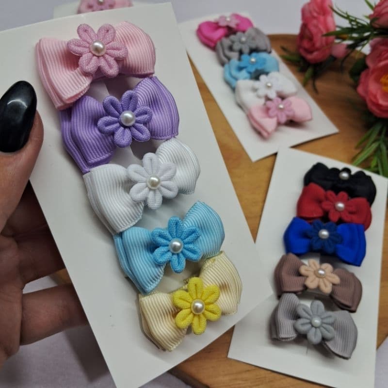 Laços Bebê Antideslizante 4 cm | Presilha Encapada | RN  | Kit 5 unidade