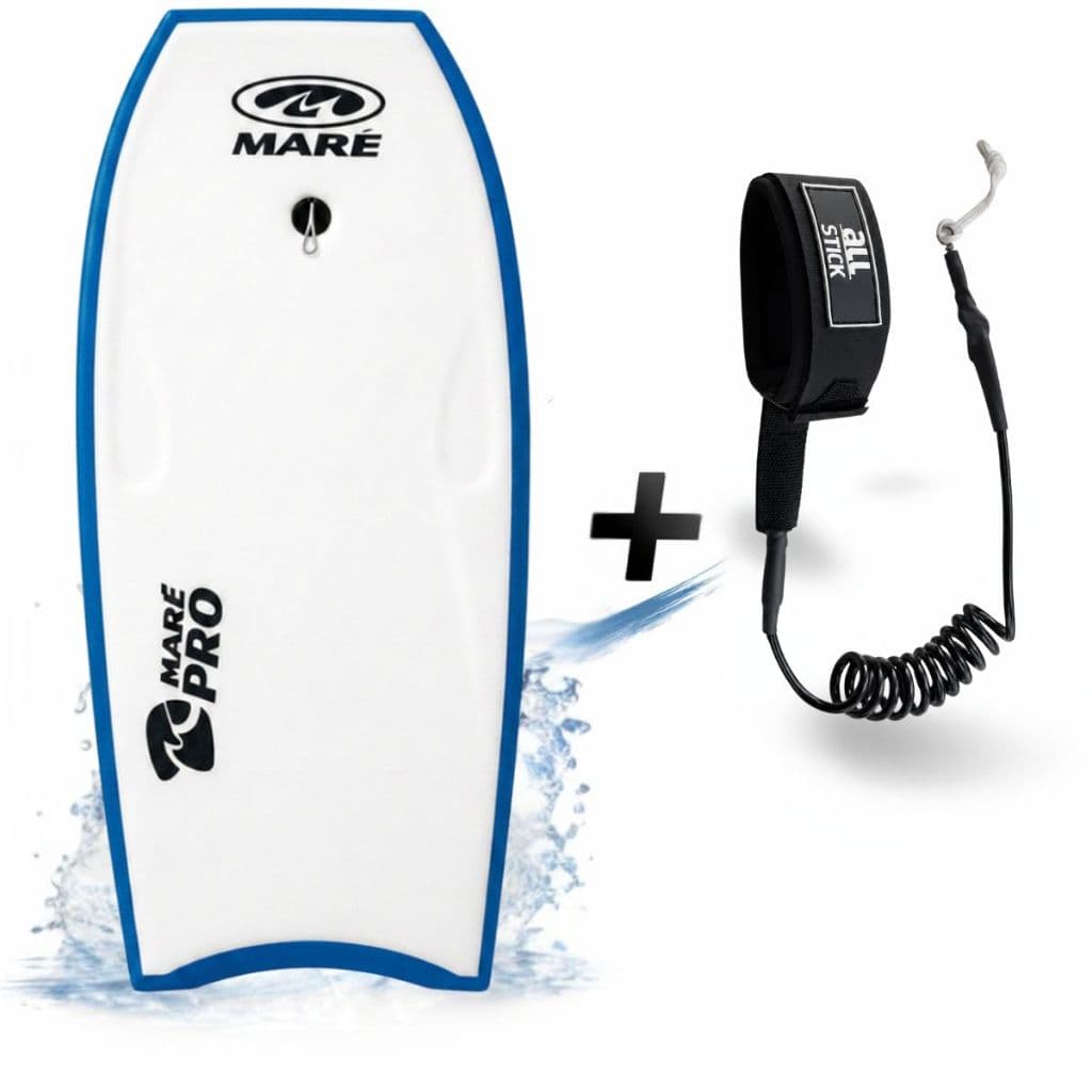 Kit Prancha Bodyboard Maré Pro Semi Profissional Leash de Bíceps 6mm Fundo Rígido e Velocidade