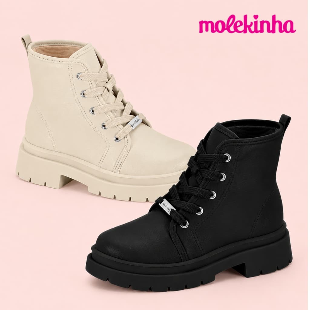 Bota Infantil Feminina Cano Curto Tratorada Molekinha
