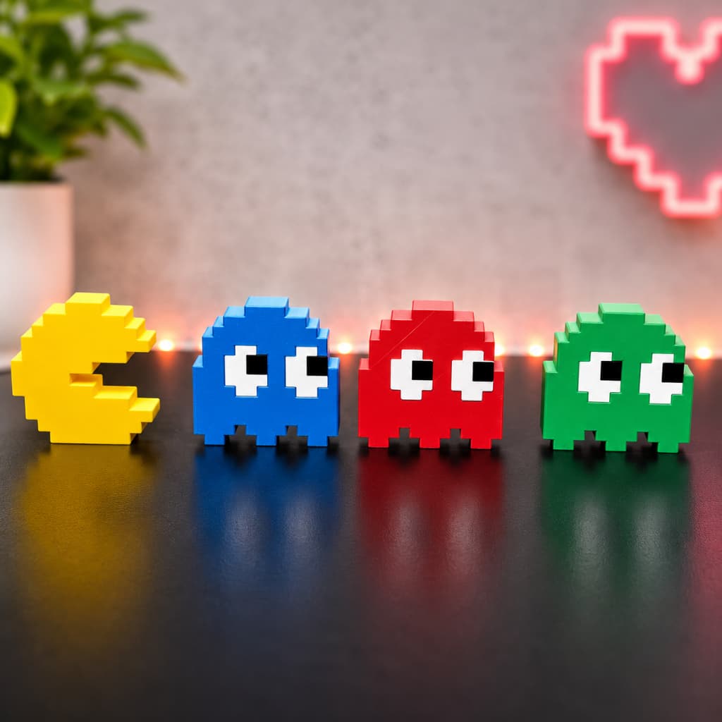 Kit Pac-Man Decoração Geek 4 peças