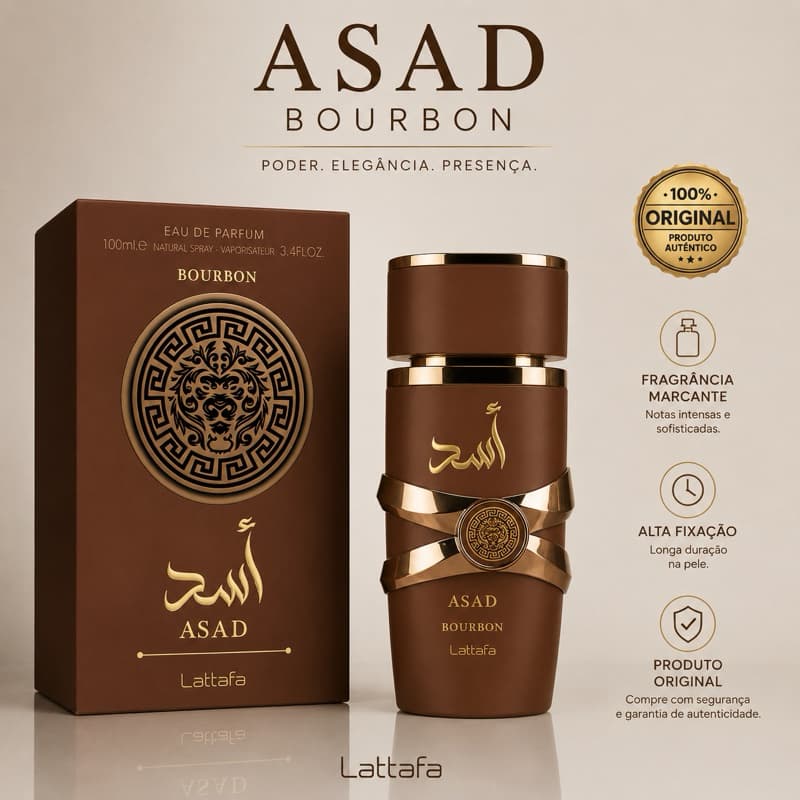 Asad Bourbon 100ml Perfume Árabe masculino fixação prolongada, original