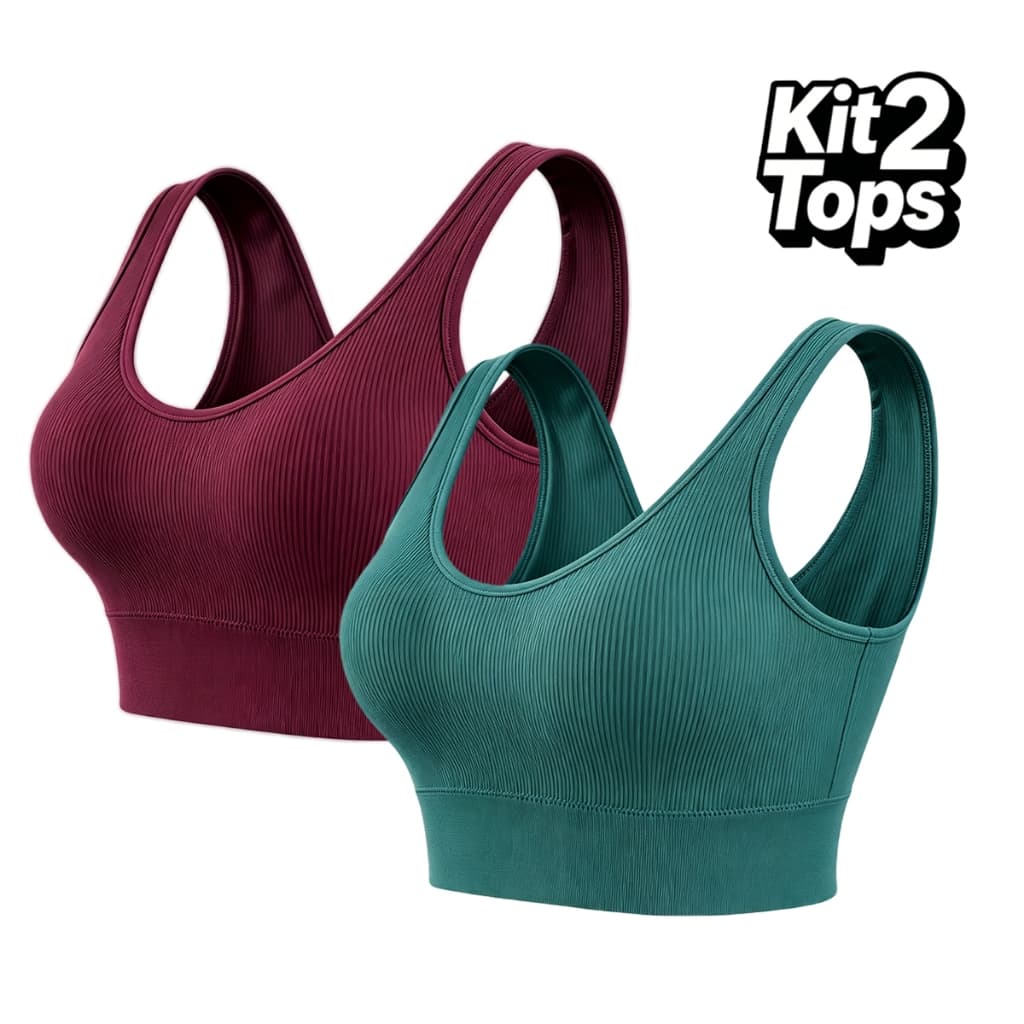 Jcolour Kit 2 Sutiã sem pescoço feminino decotado sutiã esportes para fitness ioga corrida P M G GG