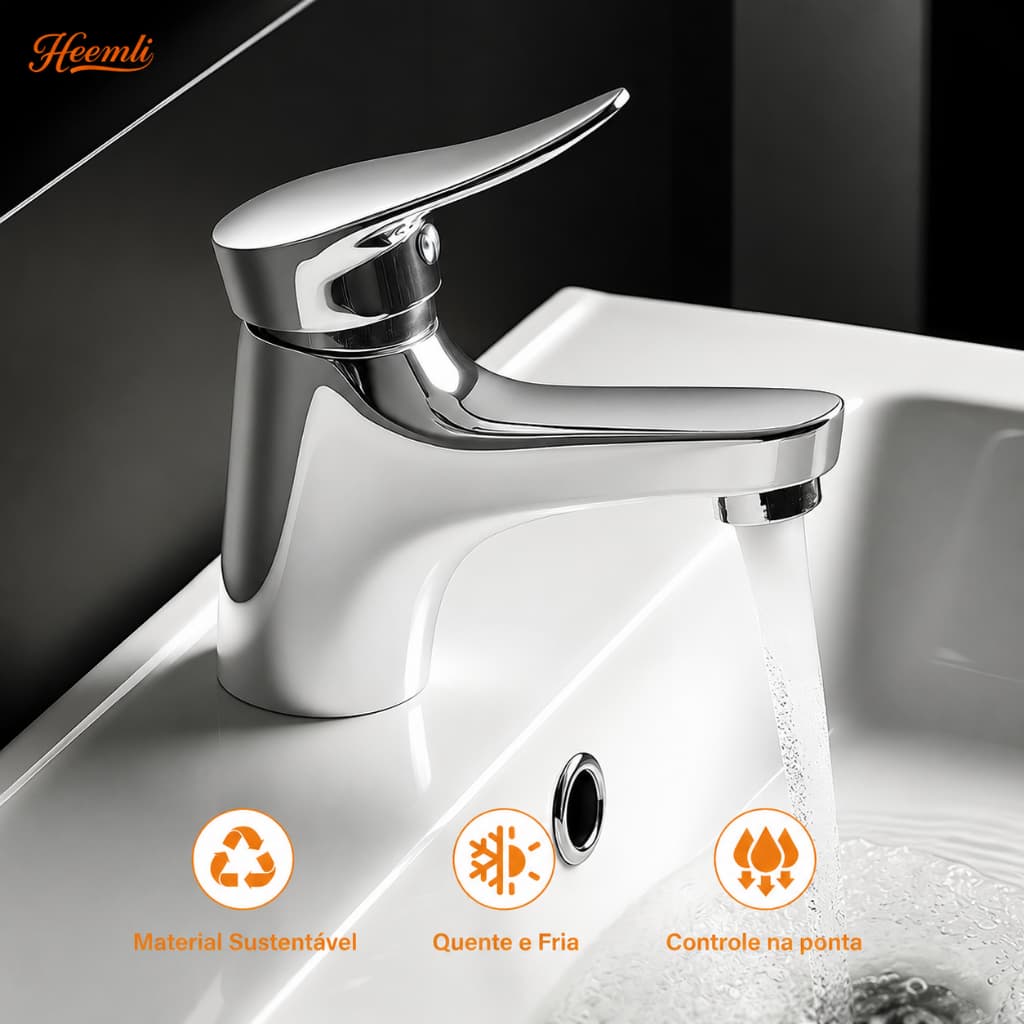 Heemli Torneira para Banheiro Material ABS Ecológico Quente Fria