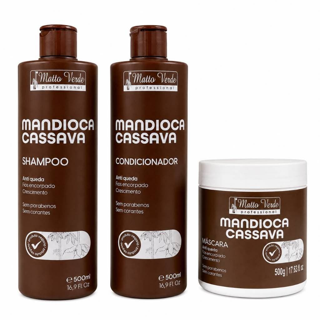 Kit Mandioca Cassava Crescimento Capilar Matto Verde 3 Itens