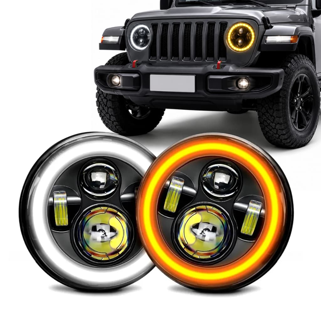 Kit 2 Farol Led 5.75 e 7 Polegadas Angel Eye Universal Alta Potência