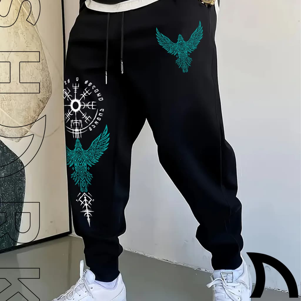 Calça Moletom Streetwear Masculina Vikings Dark Tribal Nortico Origem Noruega Gotico Flanelado Inverno