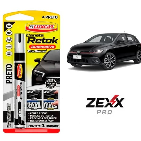 Caneta Reparadora De Pintura Tira Risco Luxcar De Carro Motos - Cor Preta