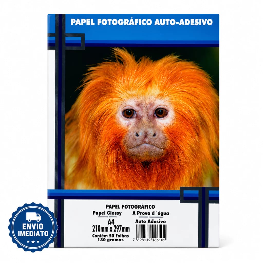 Papel Fotográfico Adesivo 130G A4 Glossy 50 a 100 Folhas MASTERPRINT (PAPEL ADESIVO)