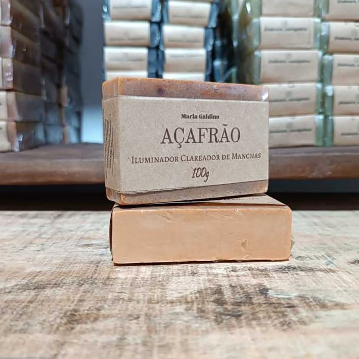 Sabonete Açafrão Esfoliante Corporal Clareador Redução de Pelos Natural Artesanal