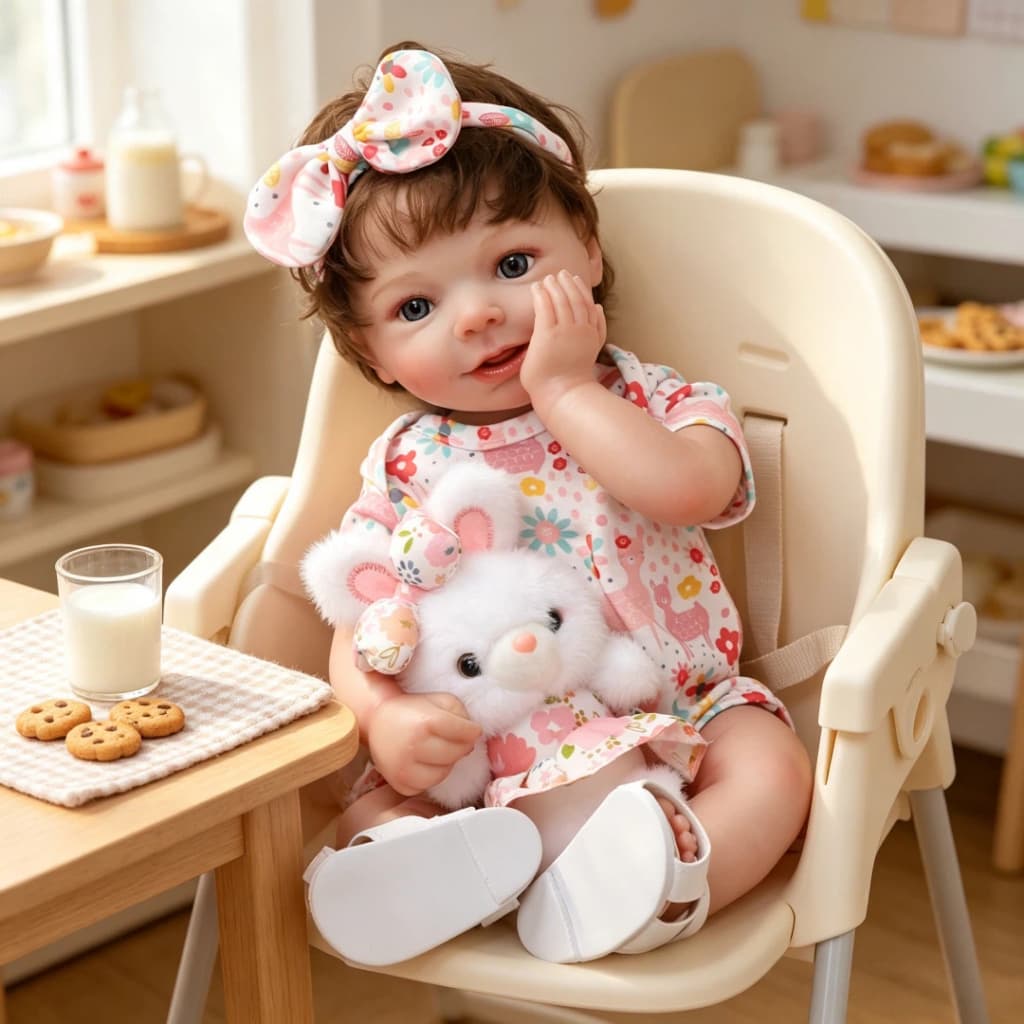 Boneca Reborn Realista 100% Silicone 48cm Menina Olho Castanho