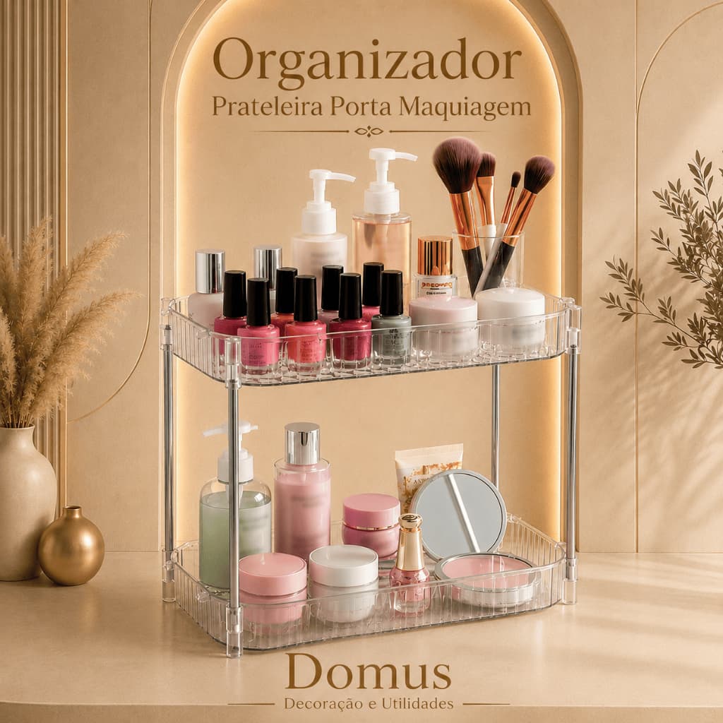 Organizador Prateleira  Diamante Acrílico Porta Maquiagem Suporte De Mesa Multiuso