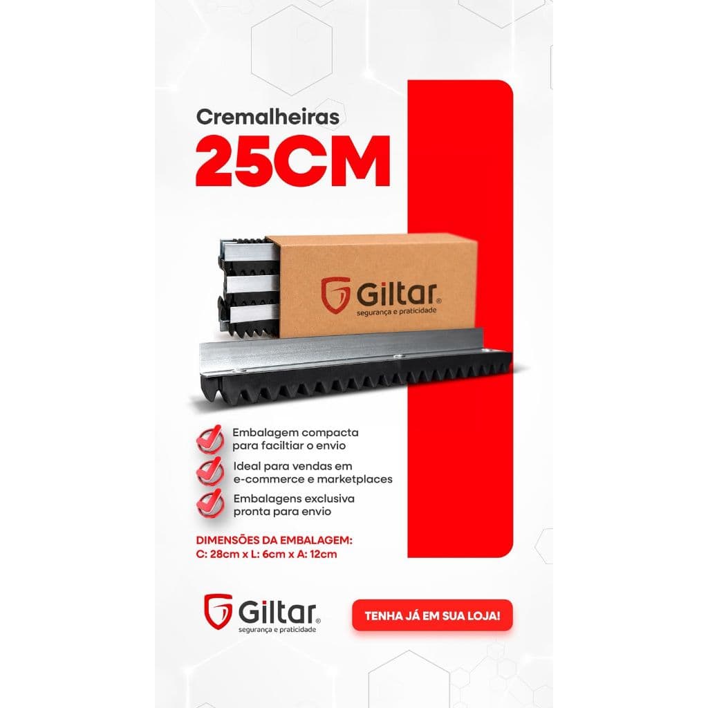 KIT Cremalheira galvanizada De Ferro barra 0,25 cm Giltar reposição  Ppa Garen Agl Rcg Seg