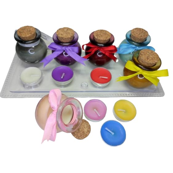 Vela Aromatica Mini em Vidro e com Tampa Kit com 1 Vela Aromatica e 5 velinhas sem aroma