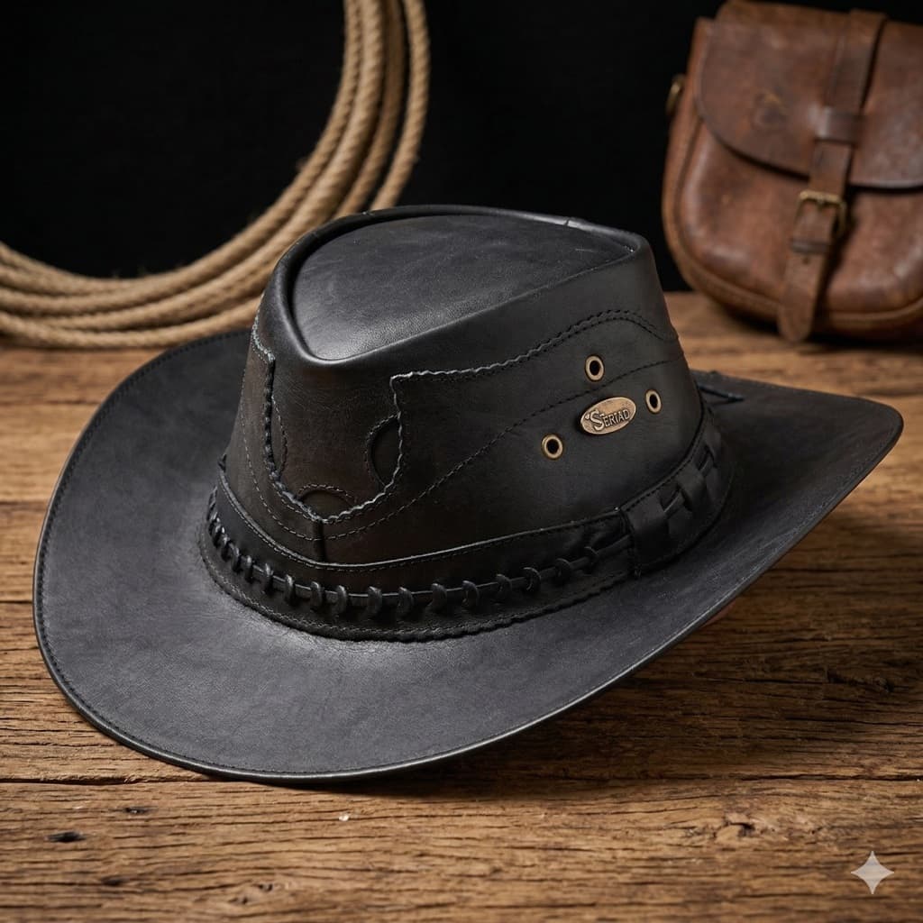 Chapéu Country de Couro Cowboy Rodeio Americano Agro
