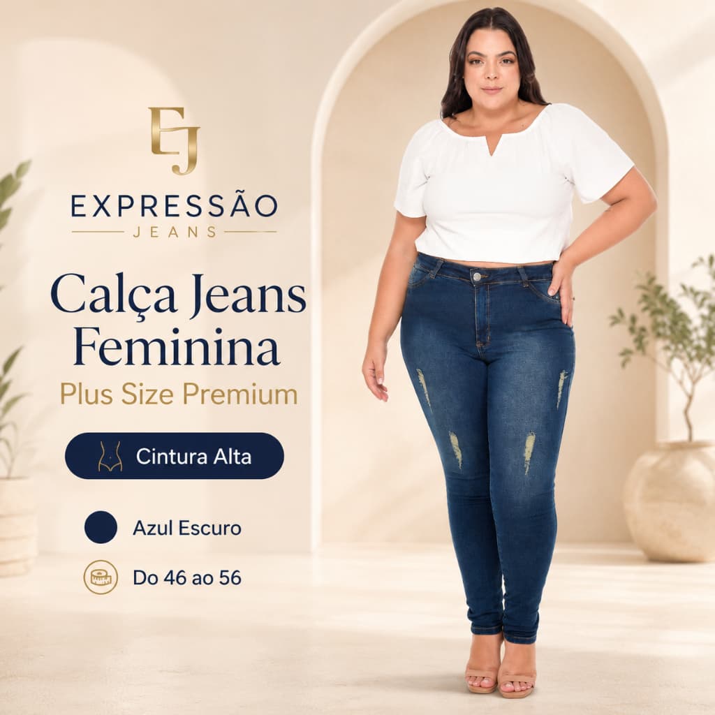 Calça Jeans feminina cintura alta premium escura