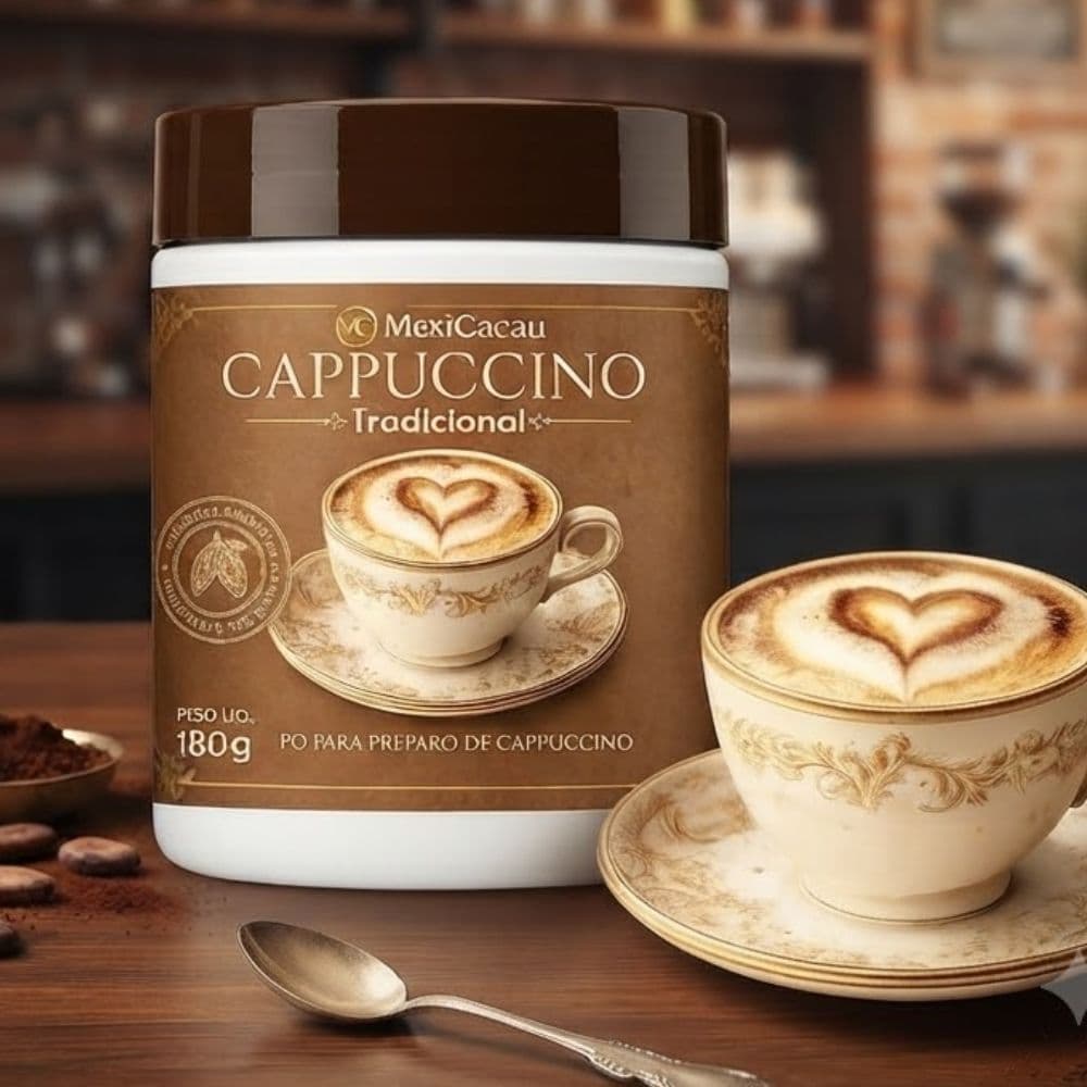 Cappuccino Tradicional Clássico 180g Cremoso Sabor Equilibrado Sem Glúten Mexicacau