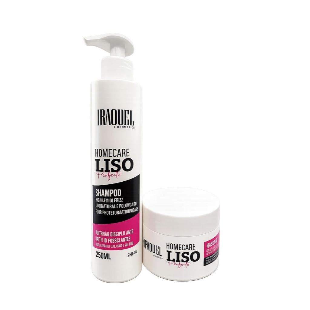 Shampoo e Máscara Kit Liso Perfeito Iraquel | Óleos Exóticos + Vitaminas E e C | 250g + 250g