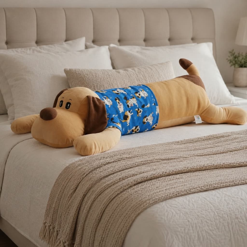 Xuxão Travesseiro Corpo Dog Pelúcia Grande 1,10m Camiseta Removível