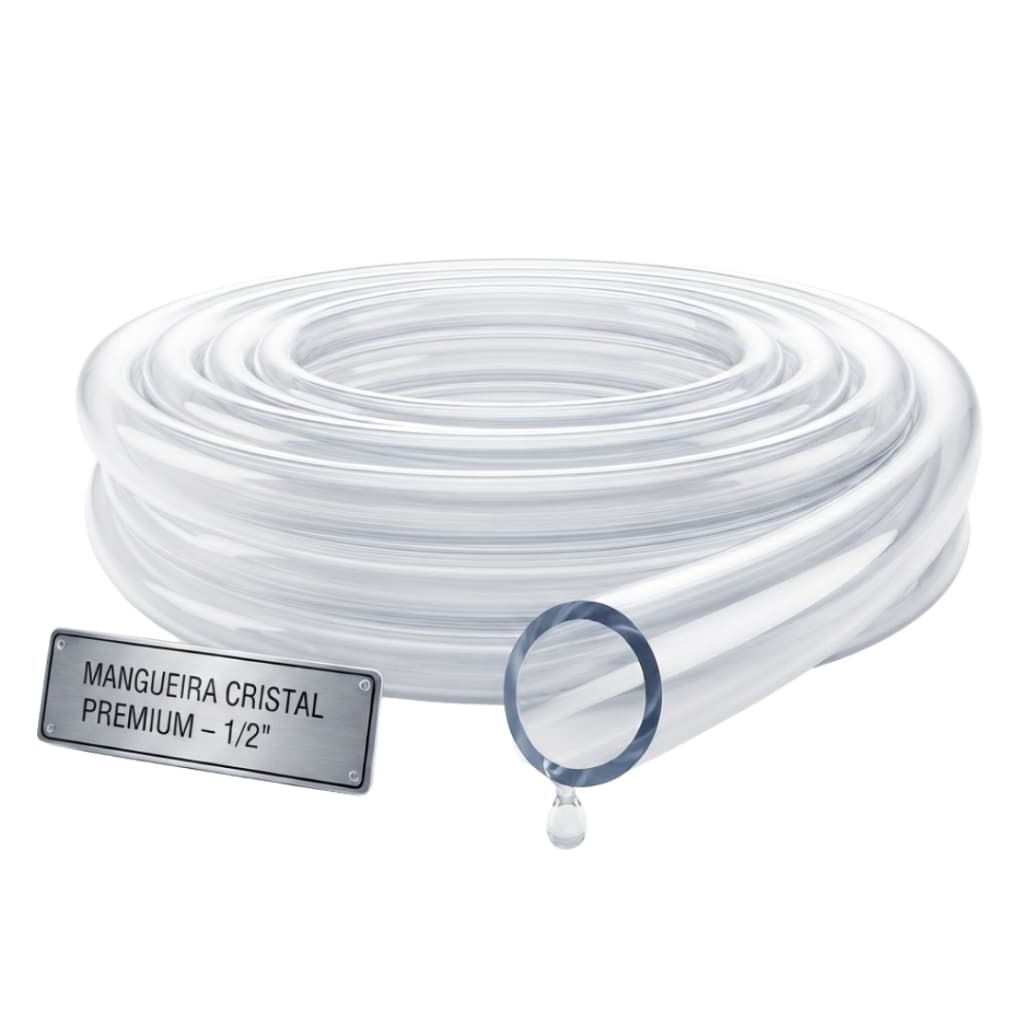Mangueira Cristal 12mm Transparente Atóxica 1/2" X 1,5mm Ideal Para Aquários e Lagos