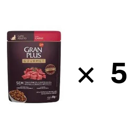 Ração Úmida Sachê GranPlus Gourmet Gatos Adultos Trato Urinário Carne 85g - KIT 5 UN