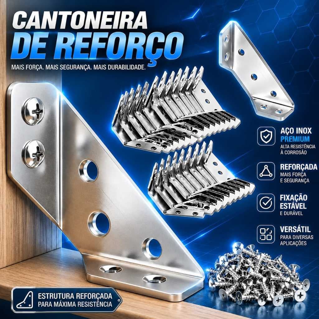 Cantoneira Conector de Canto Aço Inoxidavel Junção Canto Móveis Universal Suporte