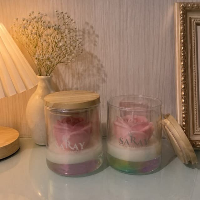 🌹 Vela Aromática Rosa em Copo de Vidro