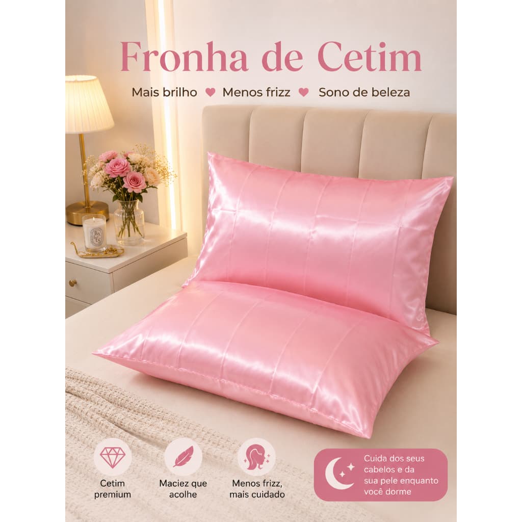 Kit Par 2 fronhas de cetim anti frizz travesseiro fronha de cetim fronhas fronha cetim fronha travesseiro 70 x 50 cm