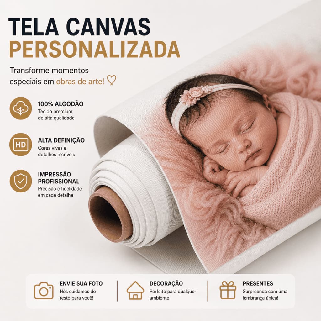 Tela Quadro Canvas Personalizada Bebê Quarto Infantil Premium Envie Sua Foto - tela sem acabamento