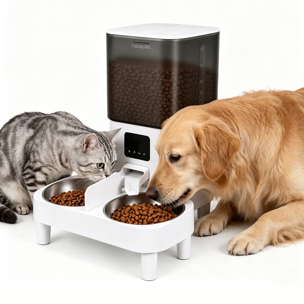 Newpet 6L Elevação ajustável Dispensador Automático De Alimentos Para Cães Gato - Bivolt