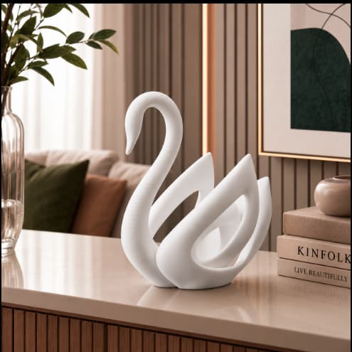 Cisne Decorativo 1 Peça Para Sala Quarto Escritório Aparador Rack Design Minimalista Elegante Home Dec