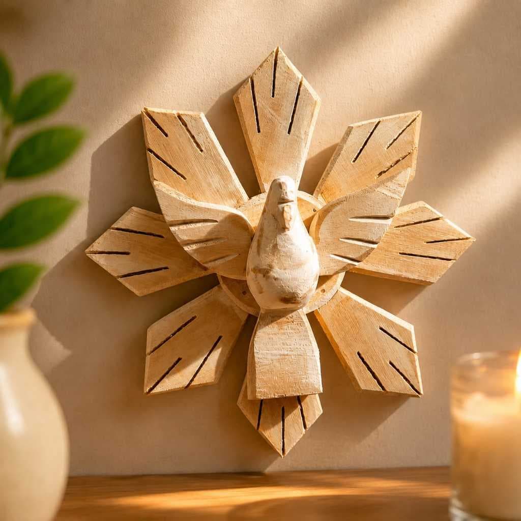 Divino Espirito Santo Resplendor Religioso Esplendor  19cm Artesanal Madeira