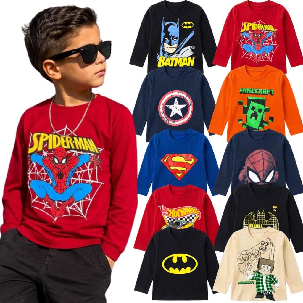 Camiseta Infantil Menino Herói Premium 100% Algodão Personagens Infantis Estampa DTF Tamanho 04 ao 08
