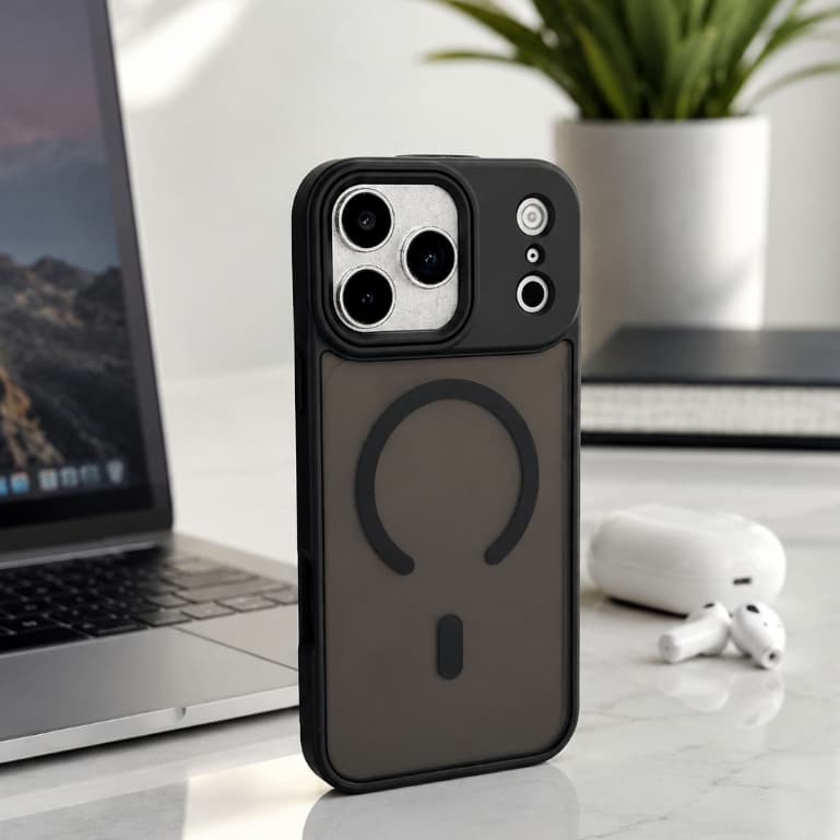 Capa Magnética MagSafe para iPhone 16 Pro Max /17 / 17 Pro / 17 Pro Max Indução Premium Preta Fumê Envio Rápido Promoção