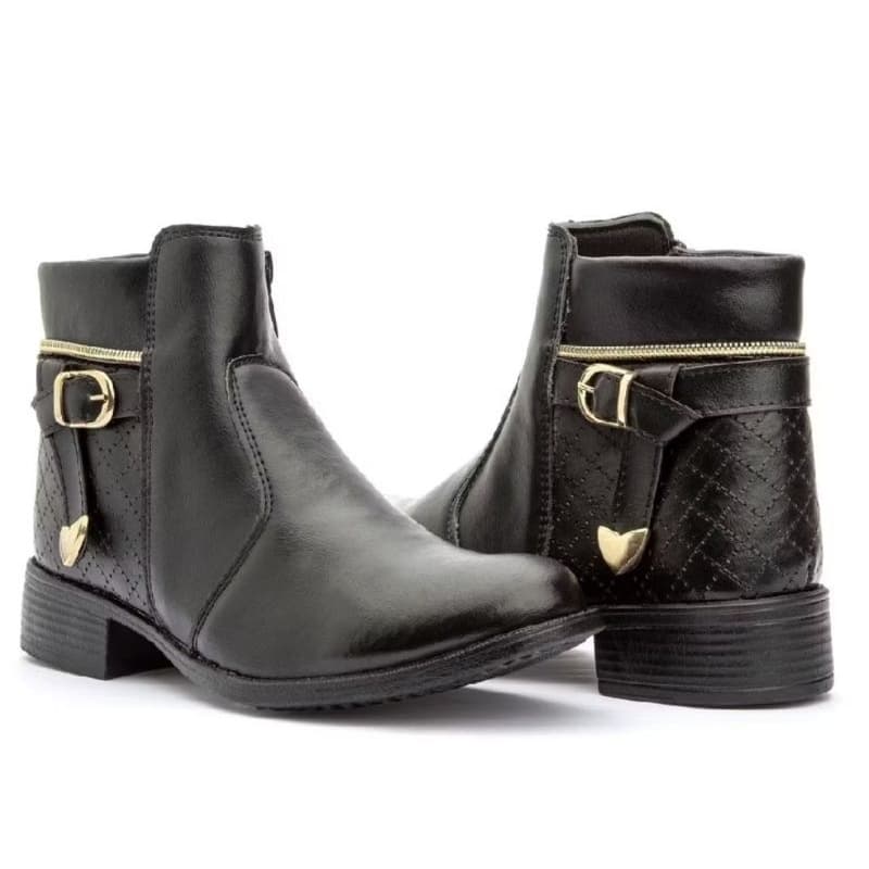 Bota Feminina Cano Curto Médio Coturno Fivela Exclusiva 207