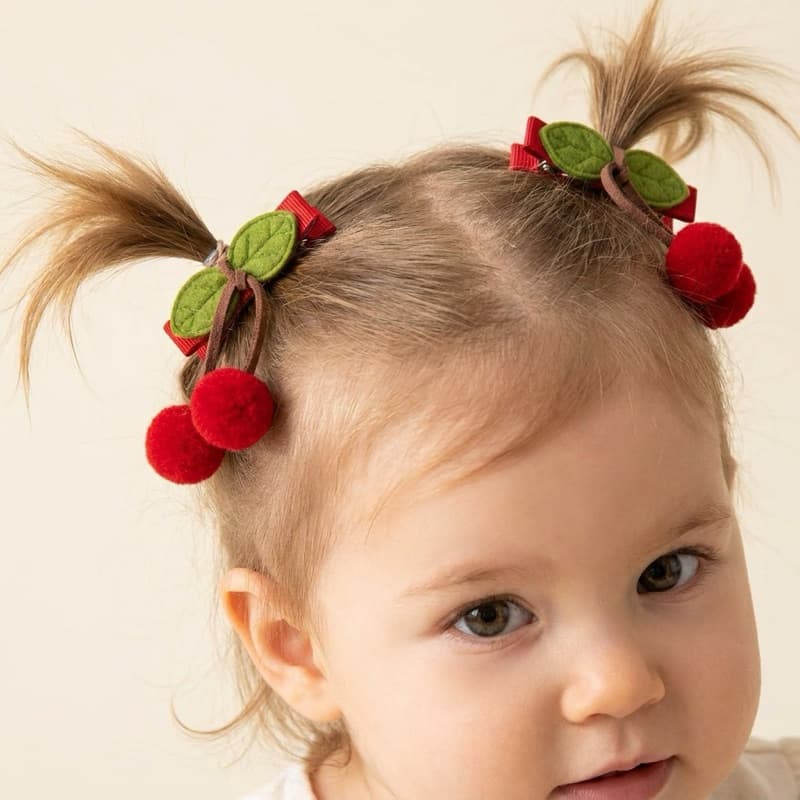 Presilha cerejinha Mini, parzinho de lacos cereja, Mini hair Clips cerejinha, Laço bebê cereja, Clips bebê cereja