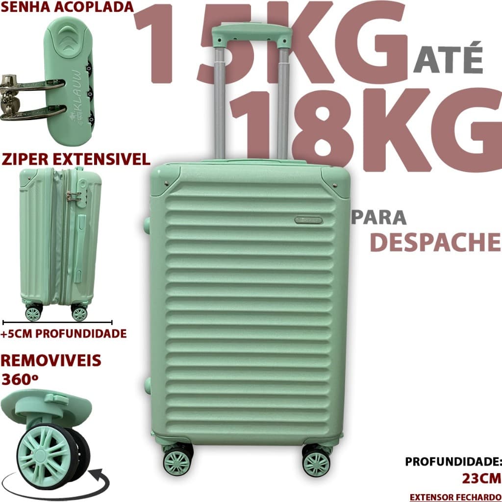 Mala de viagem ABS de 15KG - 20KG 12KG de rodinha 360º mala media com senha promocao menor preço