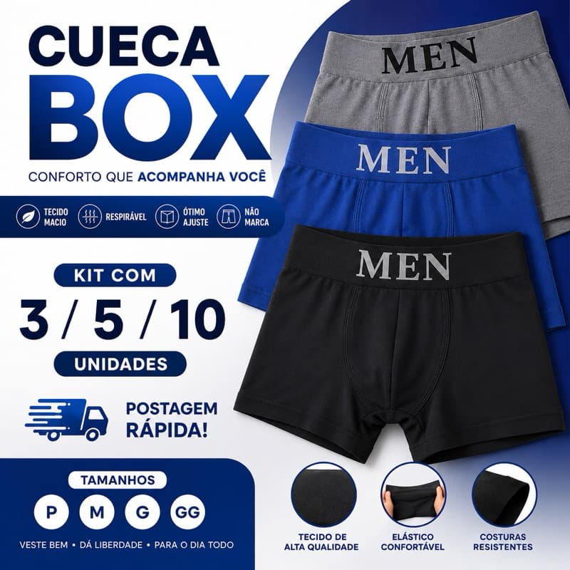 cueca boxer masculina Kit 3/5/10/Cuecas Boxer Microfibra Adulto Premium